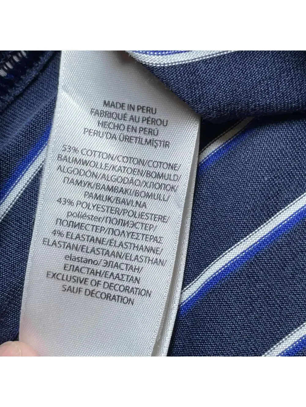 Polo Golf Ralph Lauren Men’s Shirt Sz L Blue Striped S/S Cotton Polyester Blend